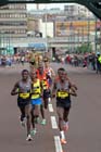Emmanuel Bett and Mike Kigen lead the 2012 BUPA GNR as they head for the Tyne Bridge.